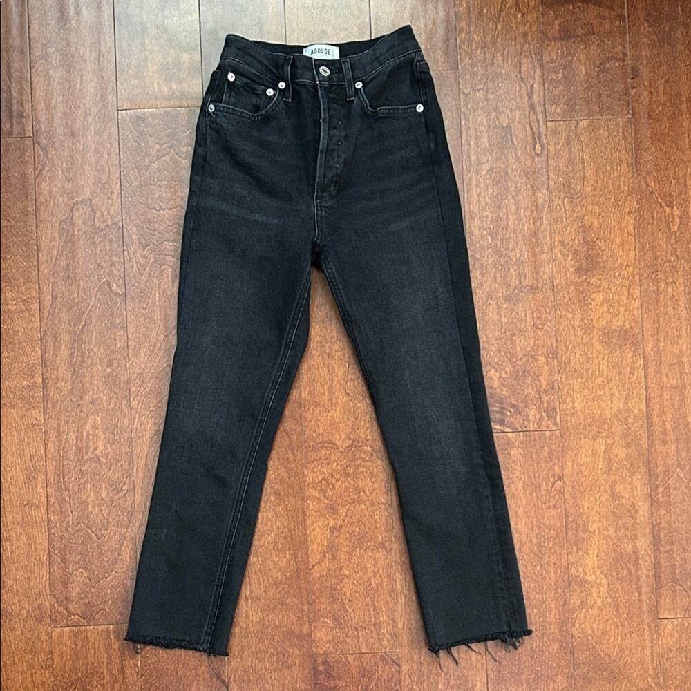 Agolde Riley Black High Rise Straight Crop, Size 23